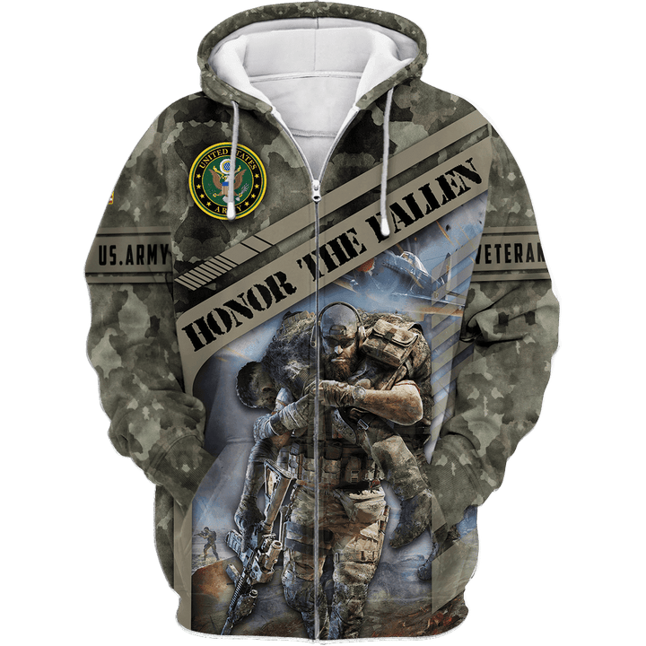 US Army - Honor The Fallen 3D All Over Printed Zip Hoodie TT080902-AM