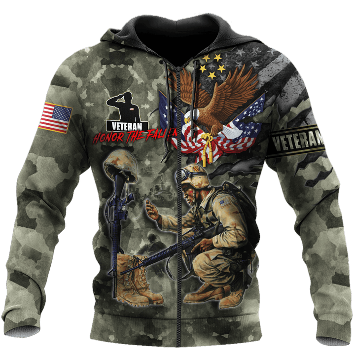 Honor The Fallen - Eagle U.S Veteran Unisex Zip Hoodie MON05082201-VET