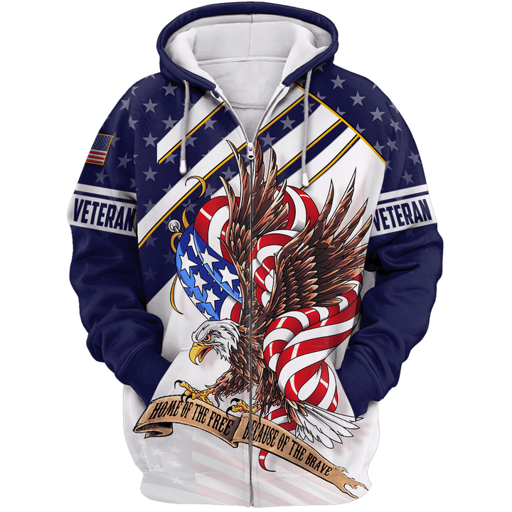HOME OF THE FREE BECAUSE OF THE BRAVE - ZIP HOODIE
