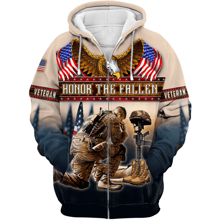 US Veteran - Honor The Fallen 3D All Over Printed Unisex Zip Hoodie MH25082201 - VET