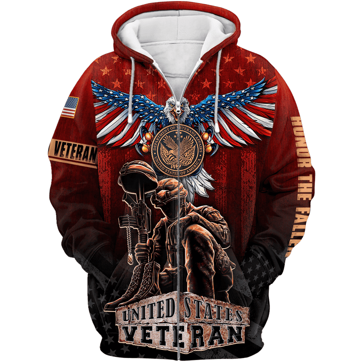 US Veteran - American Red Eagle Unisex Zip Hoodie MH04102201 - VET