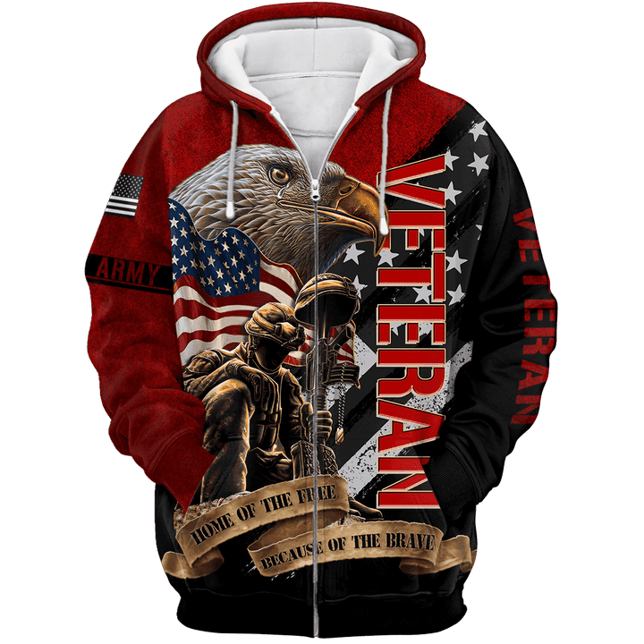 US Veteran - Home Of The Free Because Of The Brave MH12102201 - Zip Hoodie