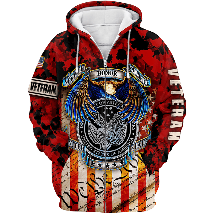 US Veteran - Service, Honor, Sacrifice For United States Unisex Zip Hoodie MH07102201 - VET