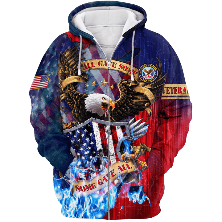 US Veteran - All Gave Some Some Gave All 3D All Over Printed Unisex Zip Hoodie MON26082201-VET