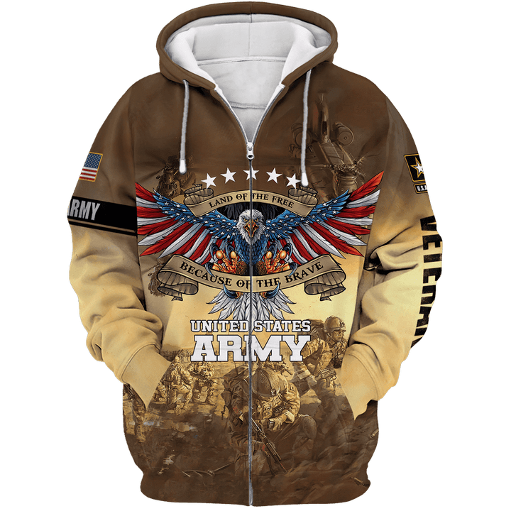 Land Of The Free - Because Of The Brave- Memorial Day - Zip Hoodie With Pocket