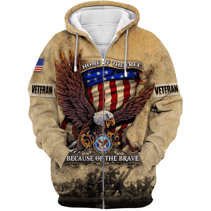 US Veteran - Home Of The Free Because Of The Brave Unisex Zip Hoodie TT01112201-VET
