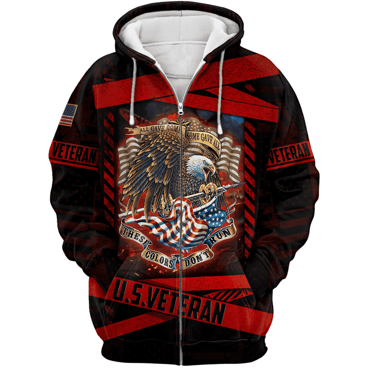 ALL GAVE SOME SOME GAVE ALL - US VETERAN ZIP HOODIE WITH POCKET