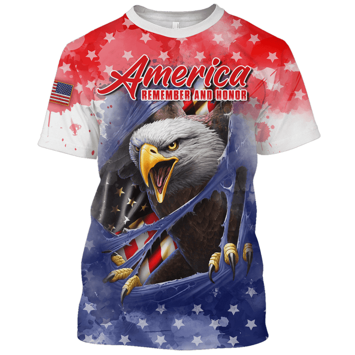 AMERICA REMEMBER AND HONOR - US VETERAN T-SHIRT WITH POCKET