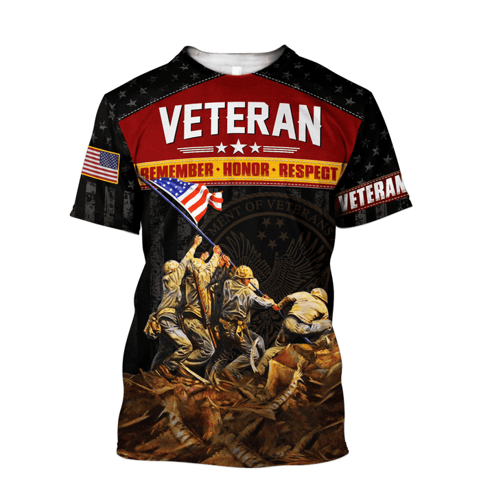 US Veteran - Remember Honor Respect T-Shirt MON07102201-VET