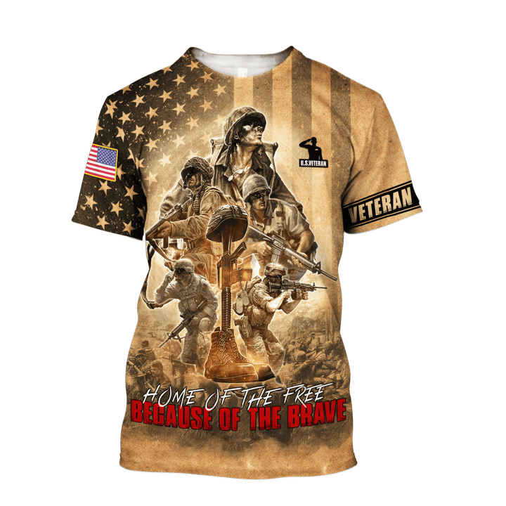 US Veteran - Home Of The Free Because Of The Brave Unisex T-Shirt MON30082201-VET