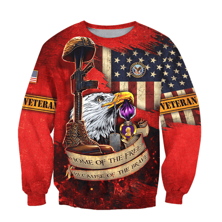 US Veteran - Home Of The Free 3D All Over Printed Unisex Sweatshirts MH25082202 - VET