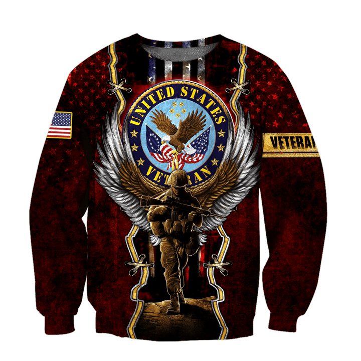 US Veteran - Eagle And The Solider 3D All Over Printed Unisex Sweatshirts MON25082201-VET