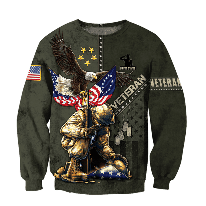 Eagle US Veteran 3D All Over Printed Sweatshirt MON15082201-VET