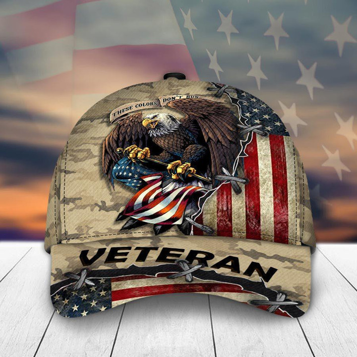 These Colors Don't Run Veteran Eagle And American Flag Camouflage Veterans Day Classic Cap