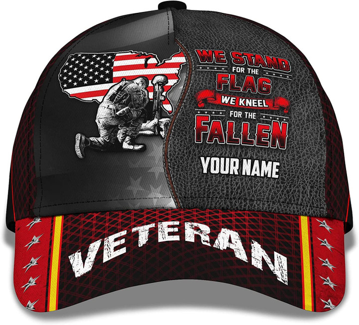 Custom Name US Veteran We Stand for The Flag Personalized Classic Adjustable Cap, Gift For Veteran