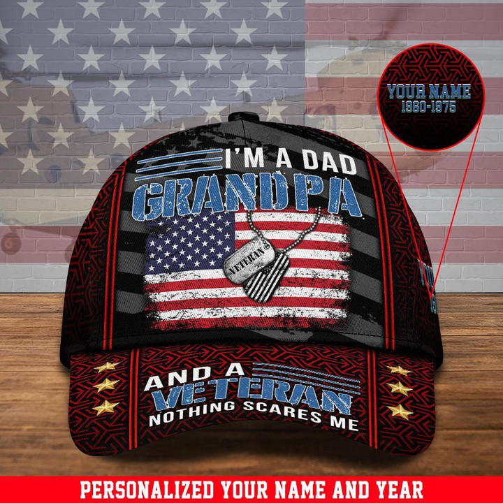 Veteran Cap Custom Name And Year ,I'm A Dad Grandpa, Veteran Cap