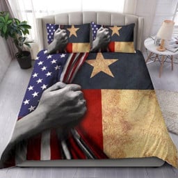 4th Of July Texas Behind American Flag Veterans Day Bedding Sets