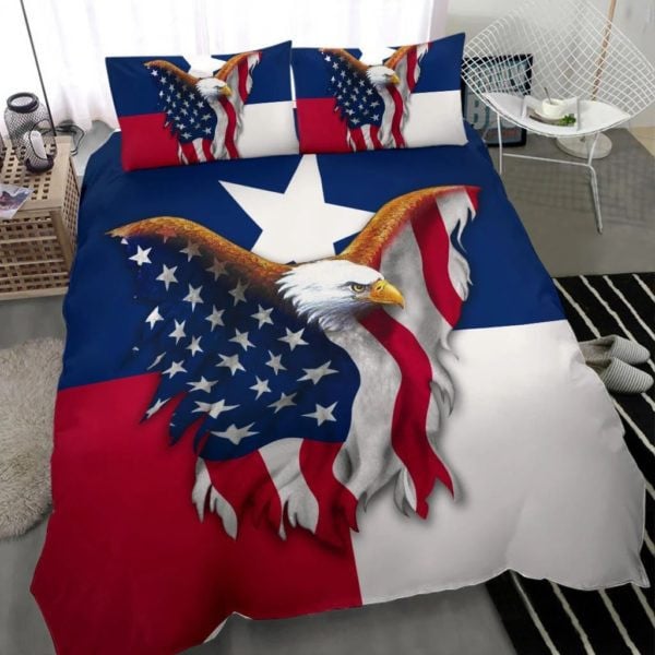 Eagle American Texas Flag Veterans Day Bedding Set