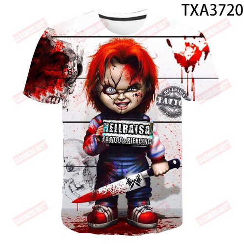 2020 New Summer Chucky 3D Printed T Shirts Men Women Children Fashion Casual Boy Girl Kids Short Sleeve T-shirt Cool Tee Tops