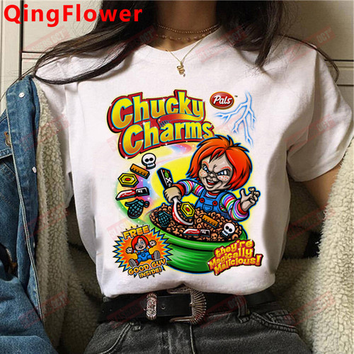 Chucky Harajuku Funny Cartoon Horror T Shirt Women Harajuku Ullzang Graphic T-shirt Vintage Anime Tshirt Fashion Top Tees Female