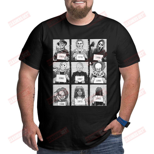 Men's T-Shirt Horror Prison Big Tall Tees Halloween Michael Myers Chucky Jason Horror Movie T Shirt Big Size 4XL 5XL 6XL Clothes