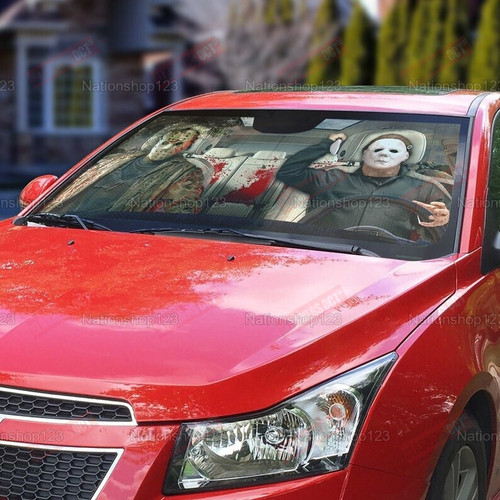 Horror Movie Car Sunshade, Jason Voorhees Car Sunshade, Michael Myers Car Sunshade