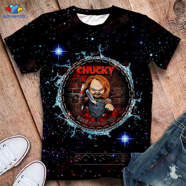 SONSPEE Summer Top Fashion Horror Movie Chucky T-shirts Brand Clothing 3D Print Short Sleeve Crew Neck T-Shirt Homme Streetwear