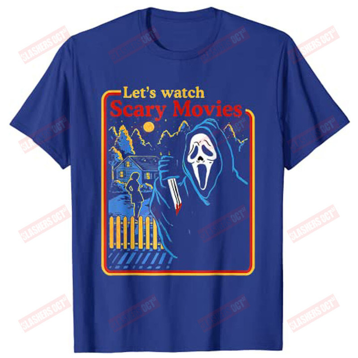 Lets Watch Scary Movies Scream Horror Halloween T-Shirt Gothic Tee Tops