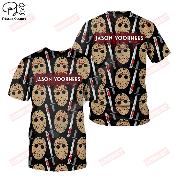 PLstar Cosmos Halloween Movie Michael Myers Horror Terror 3DPrint Funny tees Men/Women Summer Casual Short Sleeve T-shirts A-3