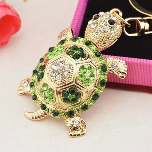 Fashion Colorful Rhinestone Turtle Keychain Pendant