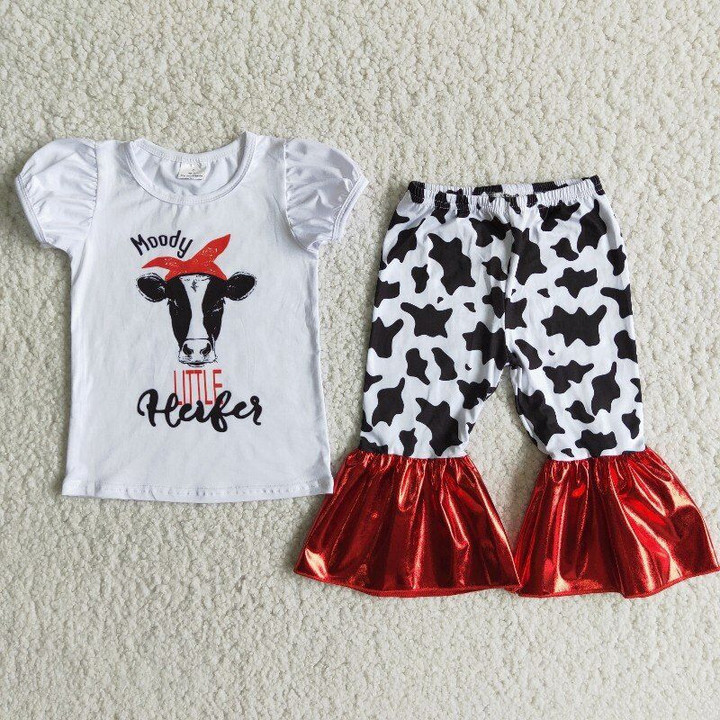 New Farm Cow Heifer Design Fashion Boutique Toddler girls clothes kid Summer Set