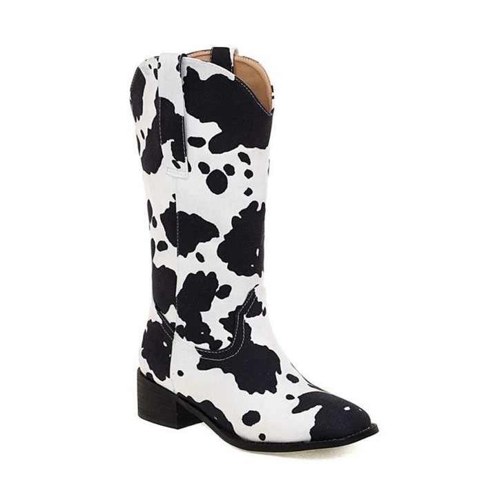 Women Fashion Boots Simple Cow Pattern