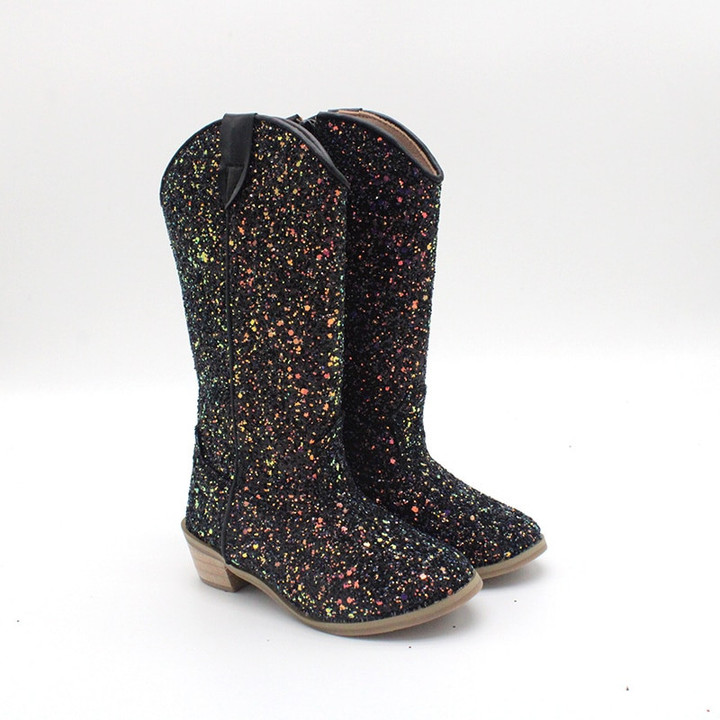 Cow print western boots