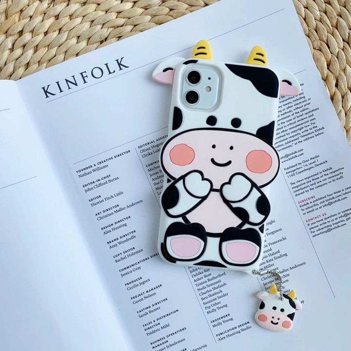 Funny big nose cow + doll pendant Phone Case For iPhone