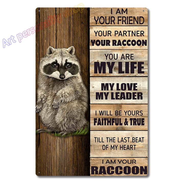 Raccoon Tin Sign