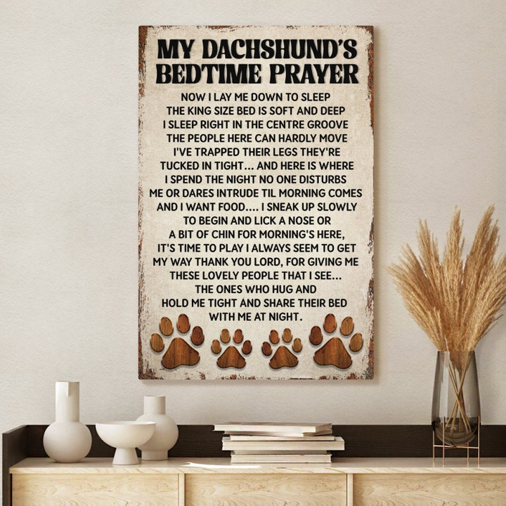 Dachshund Bedtime Prayer Canvas