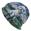 Starry Night Bichon Frise Dog Unisex Bonnet Winter Warm Knitted Hat Street Beanies Caps Pet Puppy Beanie Hats Outdoor Ski Cap