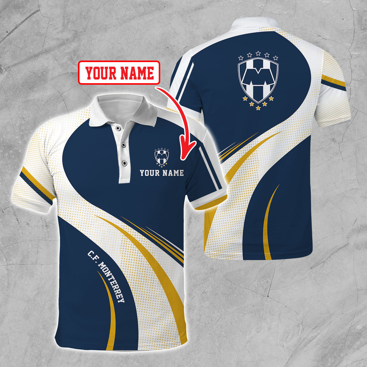 Club de Fútbol Monterrey Polo Shirt Custom Name - BSL Stores