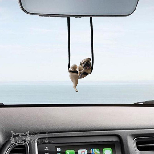 Swinging Dog Car Hanging Pendant Funny Animal Car Rearview Mirror Hanging Charms Ornament Swing Bulldog Auto Interior Accessories Gift Home Decor