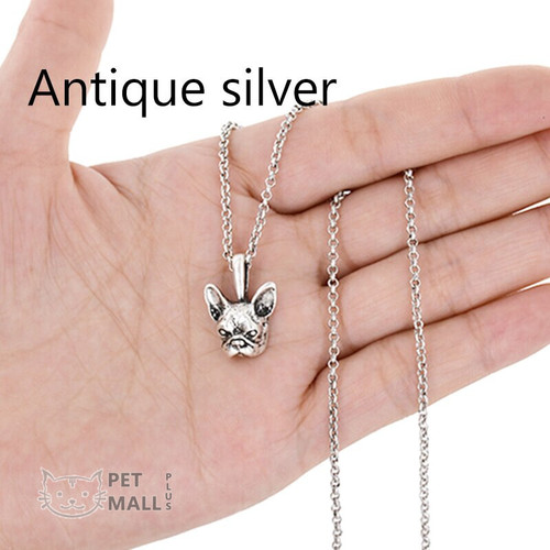 French Bulldog Silver Plated Necklace Women Jewelry Pendant Sweater Necklaces for Gifts
