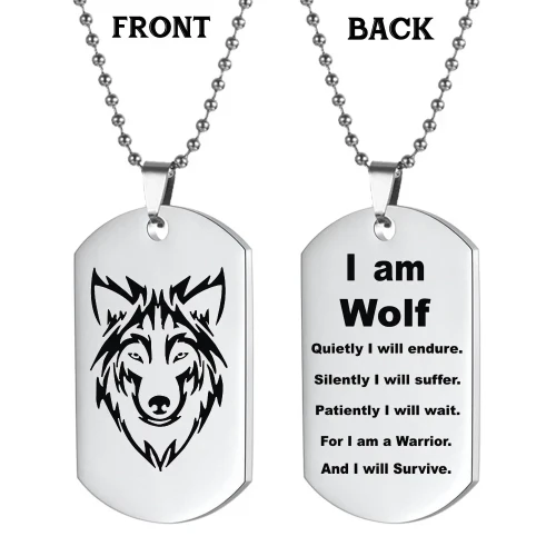 Wolf's Military Dog Tag Necklace Shows Support For Your Team