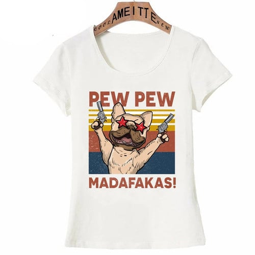 New Summer Women Short Sleeve Border Collie Pew Pew Classic T-Shirt Funny Cute Dog Print Casual Girl Top