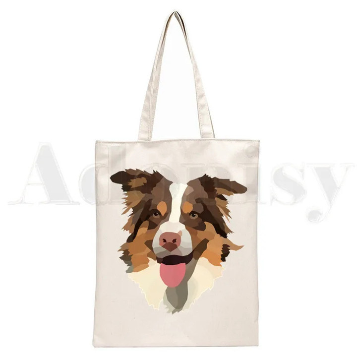 Border Collie Dog Handbags Shoulder Bags Casual Shopping Girls Handbag Women Canvas Bag