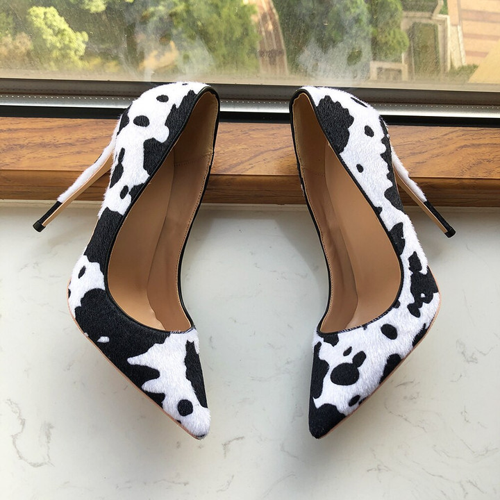 Tikicup Cow prints Stylish high heeled shoes with a sexy celebrity look!