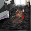 Doberman Dog Kitchen Rugs Doberman Rose Zipper Dog Pocket Area Rectangle Rugs Carpet Living Room Bedroom
