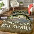 Personalized Bass Fishing Area Rectangle Rug Washable Rugs Carpet