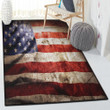 Patriotic Non Shedding Old Wrinkled American Flag Patriotic Area Rectangle Rugs Carpet Living Room Bedroom