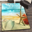 Seashell Collector Gift Carpets Coastal Starfish Seashells Beach Area Rectangle Rugs Carpet Living Room Bedroom