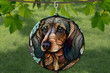 Dachshund Stained Glass Dog Wind Spinner For Yard And Garden, Outdoor Garden Yard Decoration, Garden Decor, Chime Art Gift