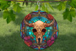 Cow Skull Wind Spinner For Yard And Garden Stained Glass, Outdoor Garden Yard Decoration, Garden Decor, Chime Art Gift